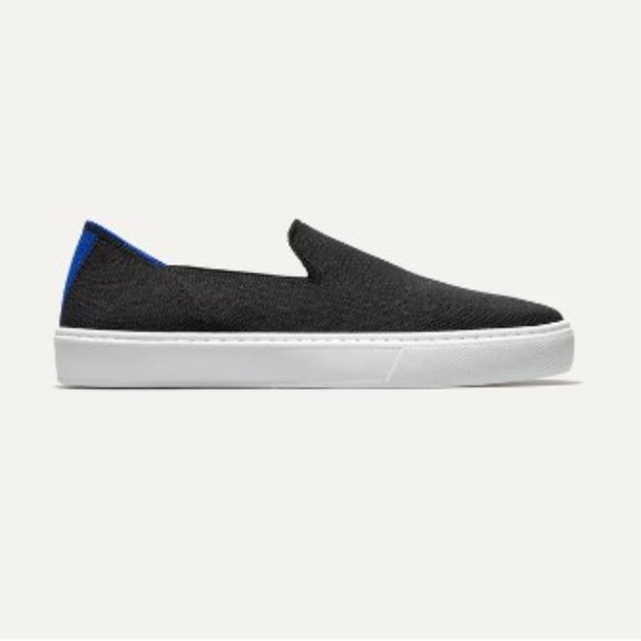 Rothy Black Solid Accented Blue The Original Slip On Sneaker - Picture 1 of 12